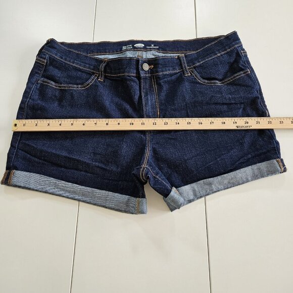 Old Navy Shorts Women 16 Navy Blue Cotton Roll Hem Stretch Beach Hippie Cottage - Picture 7 of 15